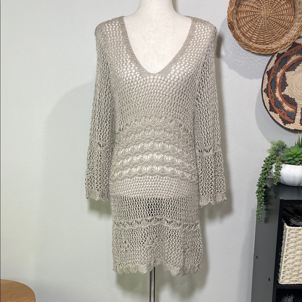 Christopher & Banks Crochet Lace Knitted Overlay Dress See Through Size X-Large